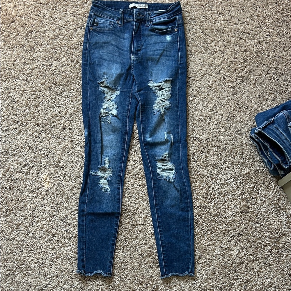 Classic Blue Distressed Skinny Jeans